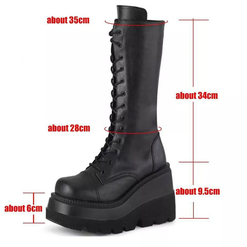 Gothic Winter Wedge Heel Boots