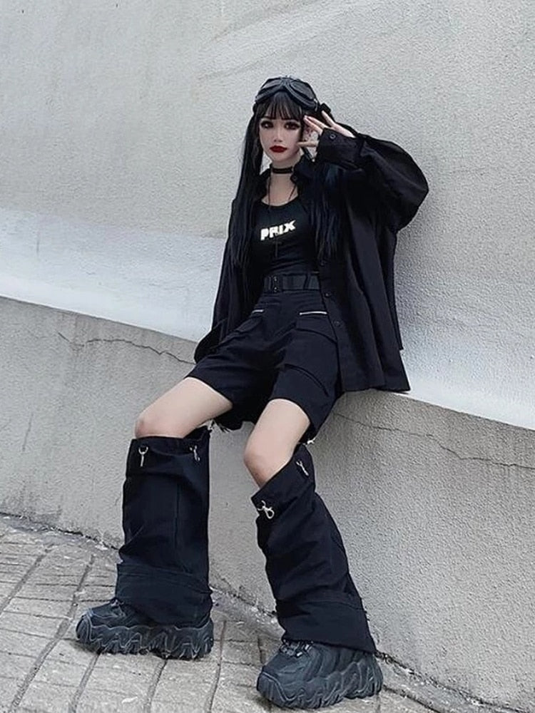 Techwear Gothic Black Cargo Pants