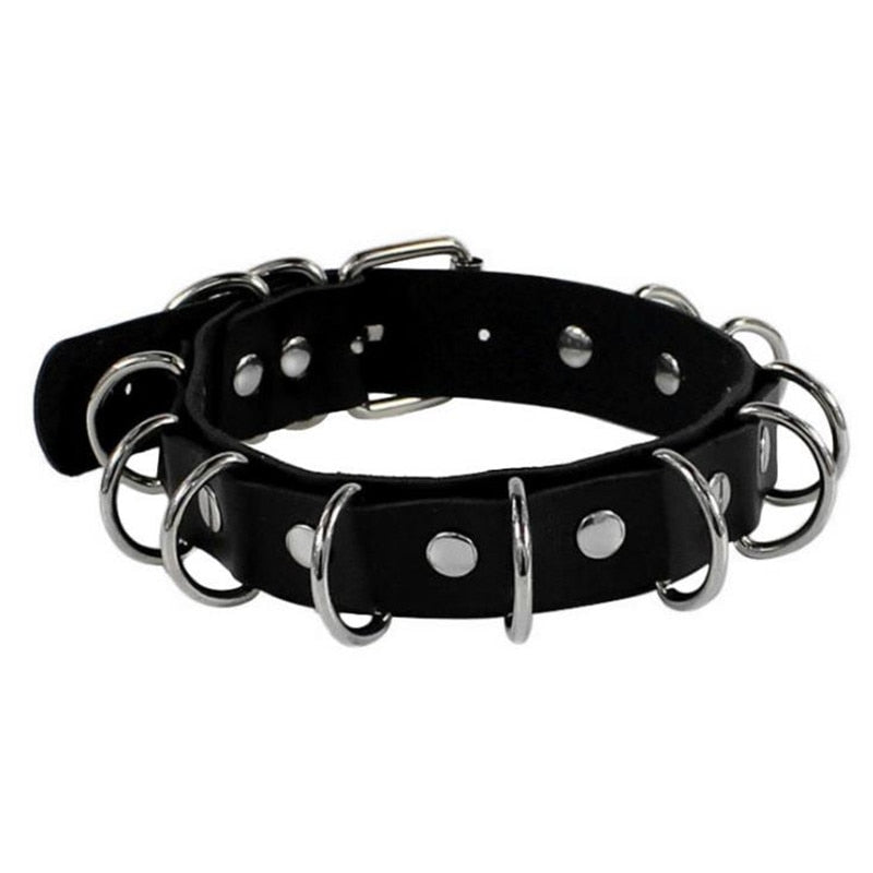 Gothic Choker Necklace with Spikes, Chains and Pendants