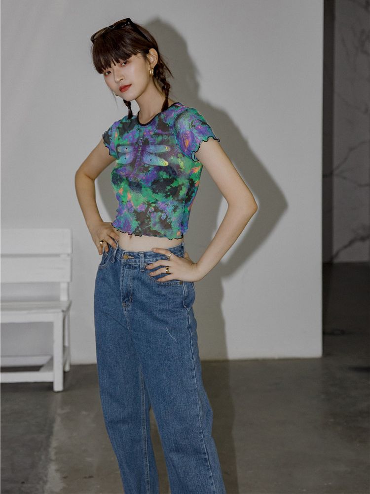 "Embrace your dark side with this Gothic Dragonfly Crop Top, ideal for edgy outfits."