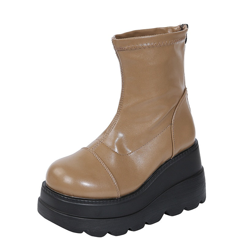 Gothic Winter Wedge Heel Boots
