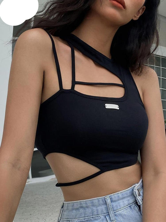 Punk-inspired sleeveless crop top for an edgy look