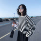 Gothic Japan style Stripe Cotton Hoodie for Women