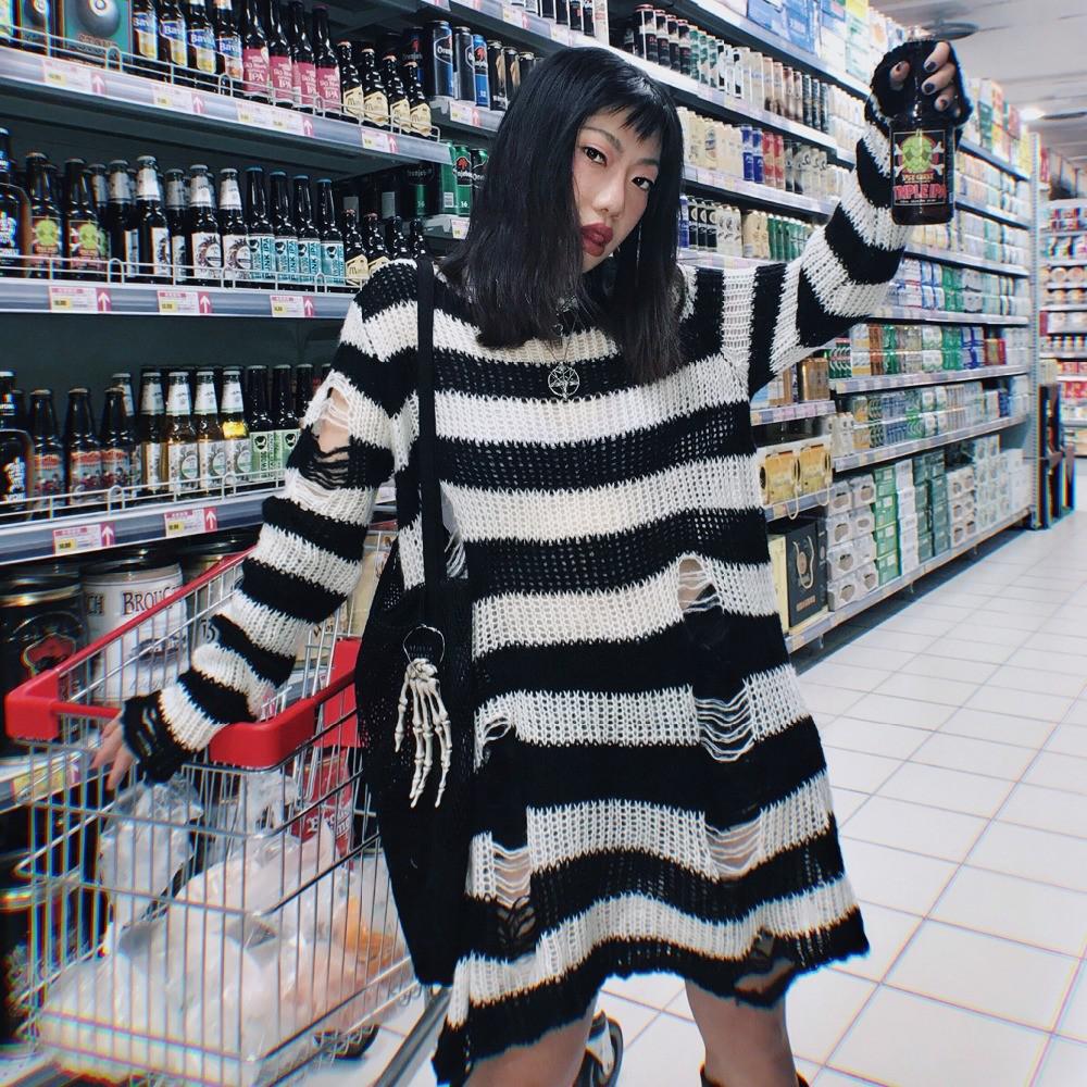 Stripes and Grunge Vibes Sweaters