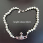 Gothic Chain and Pearl Choker Necklace with Zircon Stone