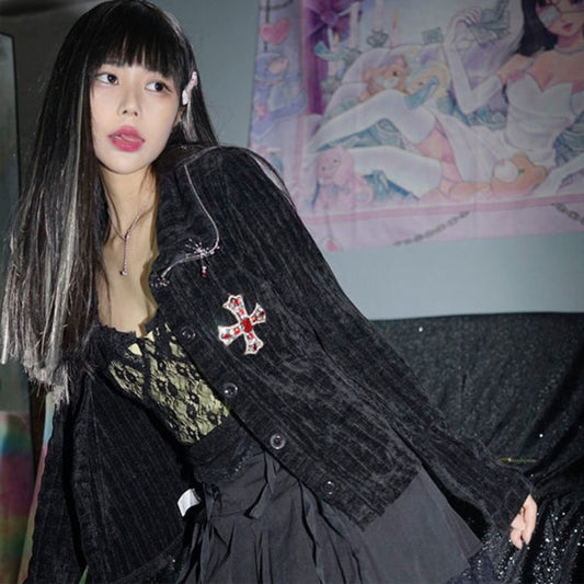 Gothic Style Fernan Jacket with Button-Up Design