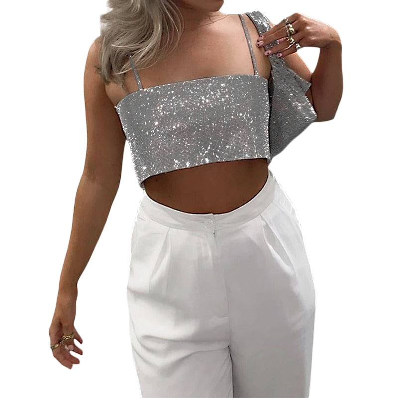 Gothic Backless Bling Tank Top