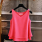 Summer Sleeveless Chiffon Blouse Solid V-neck
