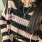 Gothic Pink Striped  Sweater