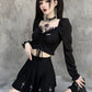 Gothic Black V-neck Crop Top