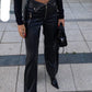 Gothic PU Leather Zip Up High Rise Pants