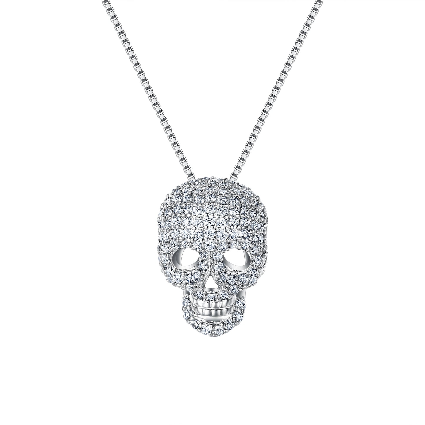 Gothic Thin Chain Necklace with Multiple Skull and Skeleton Pendant Designs