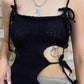 Gothic Black Tie Up Mini Vest