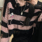 Gothic Pink Striped  Sweater