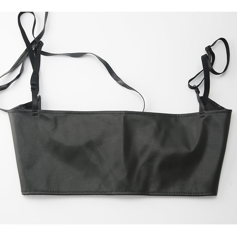 Dark and Edgy Streetwear Gothic PU Leather Crop Top
