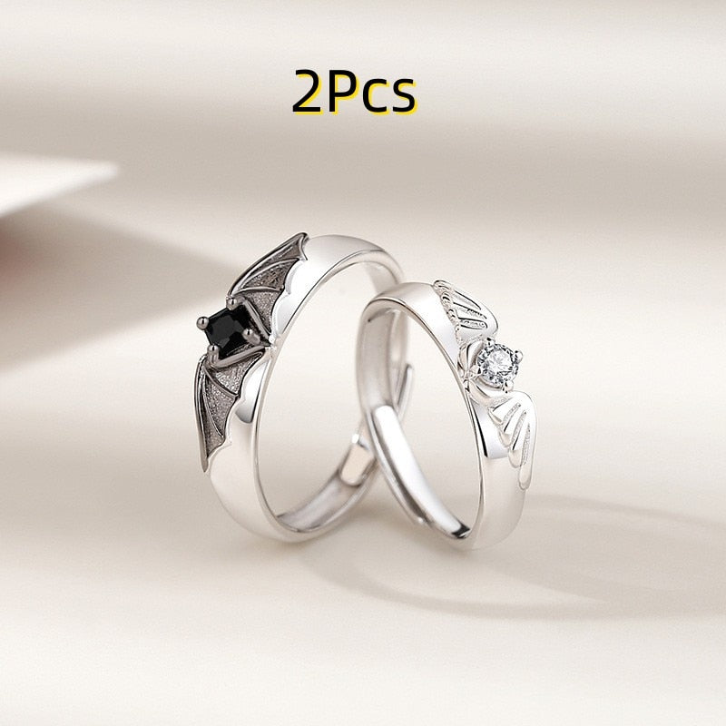 Finger Rings for Couples-Romantic Angel and Demon Wings