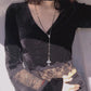 Sexy Lace Detail Long Sleeve Tee: A captivating long sleeve tee with seductive lace detailing and a flare silhouette.