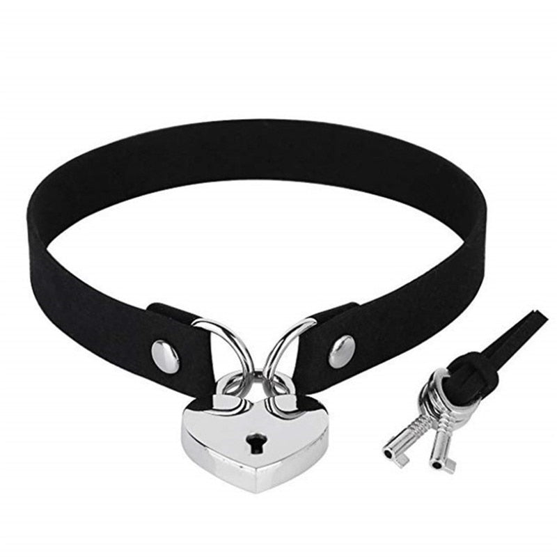Gothic Choker Necklace with Spikes, Chains and Pendants