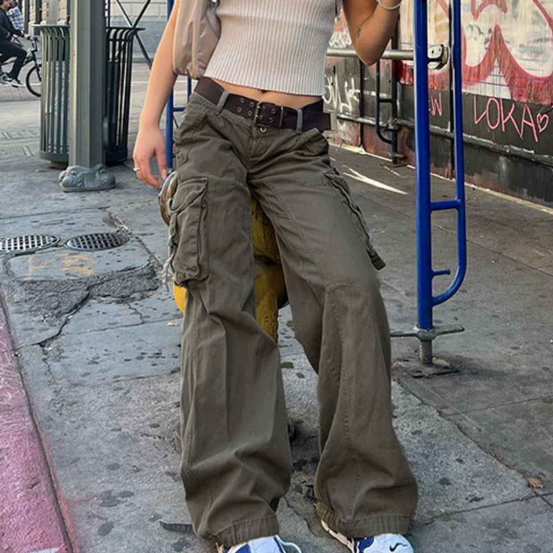 Eyelet Buckle Cyber Punk Baggy Jeans Y2K