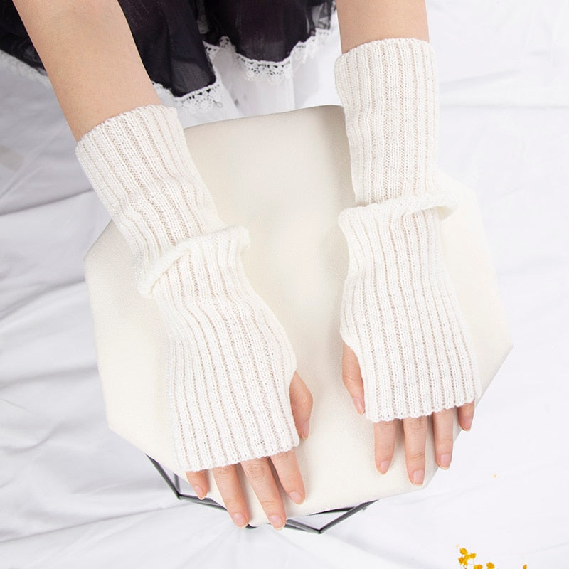 Gothic Women Fingerless Anime Gloves Arm Warmers