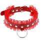 Gothic Leather Choker Necklace with Ring and Ribbon