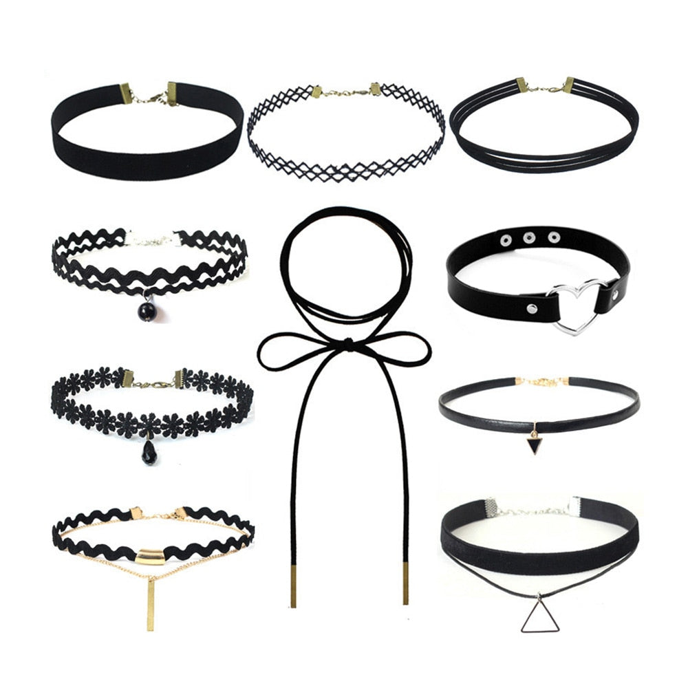 Gothic Leather Velvet Choker Necklaces