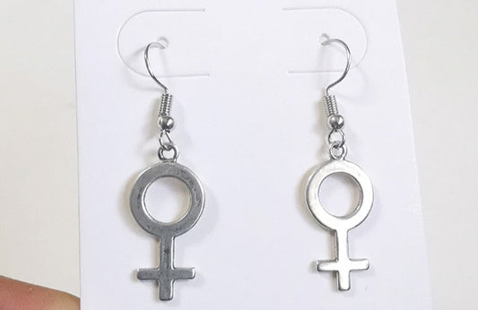 Gothic Silver Metal Earnings for Women - Female Gender Symbol