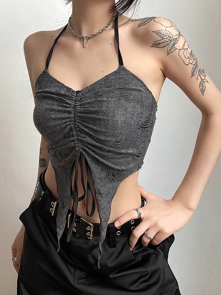 "Edgy and versatile Gothic Drawstring T-Shirt for any occasion"