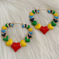 Gothic Rainbow Heart Hoop Earrings Korean Fashion