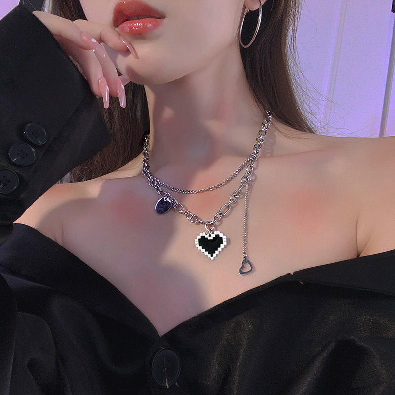 Gothic Layered Chain Necklaces with Retro Heart and Butterfly Pendants