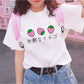Japanese 90s Aesthetic Strawberry T-Shirt in white with cute strawberry graphic