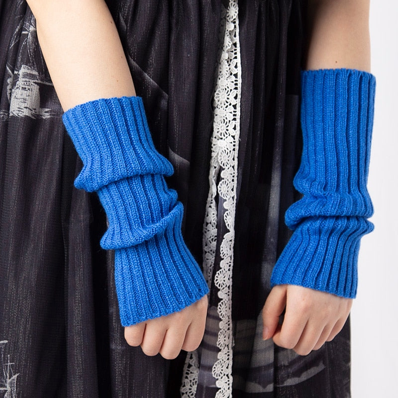 Gothic Women Fingerless Anime Gloves Arm Warmers