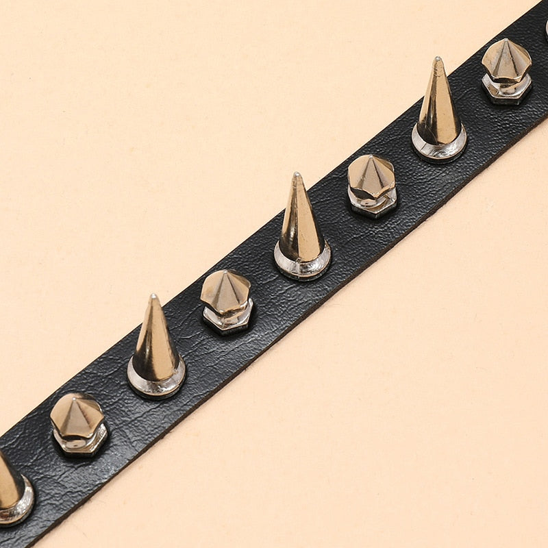 Gothica-Clothing Punk Long Spike Choker Leather Collar