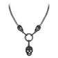 Gothic Thin Chain Necklace with Multiple Skull and Skeleton Pendant Designs