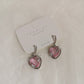 Gothic Chain Necklace with Pink Heart Drop Pendant and Earrings