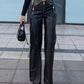 Gothic PU Leather Zip Up High Rise Pants