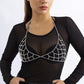 Gothic Crystal Net Bra - Shiny Rhinestone Linings