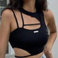 Punk-inspired sleeveless crop top for an edgy look