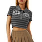 Vintage-inspired Skinny Pullovers Tee with 90s Graphic Print
