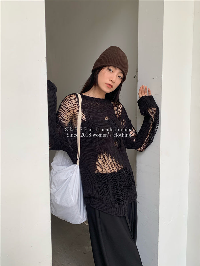 Gothic-inspired Sweater with hollow out design, perfect for a bold and edgy look
