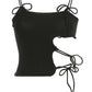 Gothic Black Tie Up Mini Vest