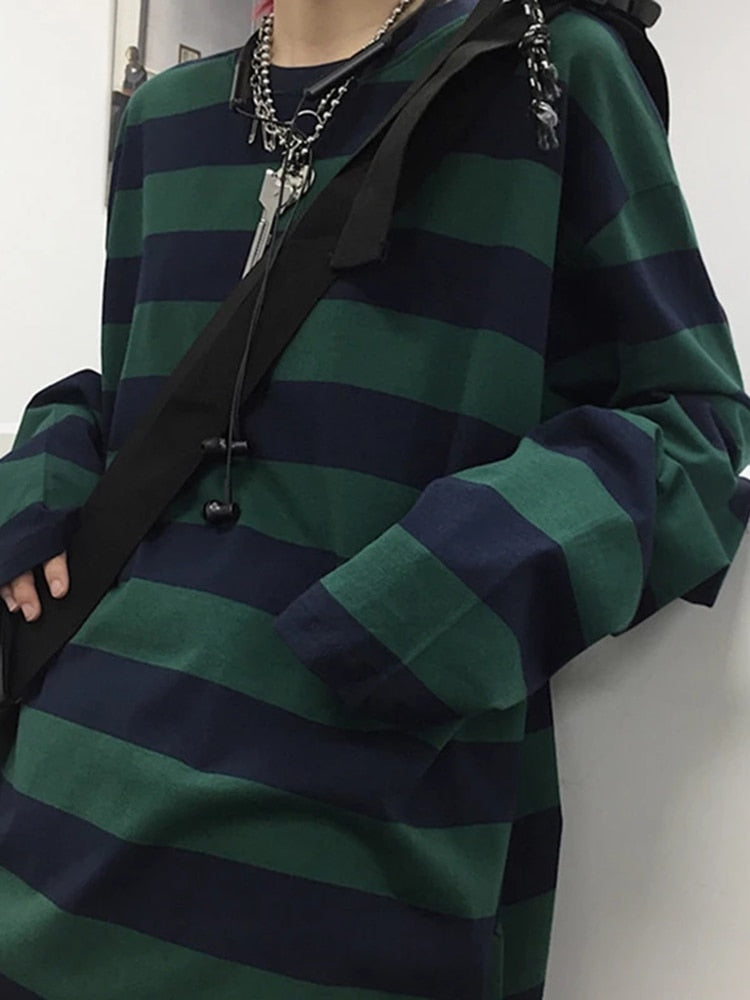 Gothic Striped Shirt Streetwear