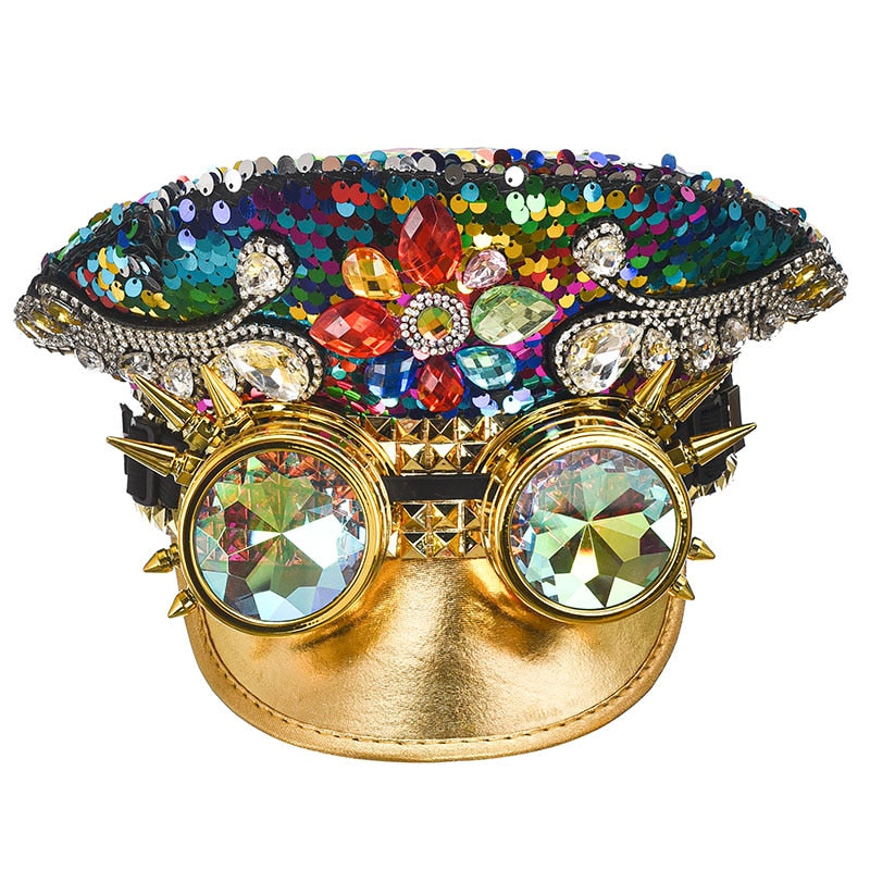 Luxury Gothic Adult Party Hats Covered in Glass and Gems