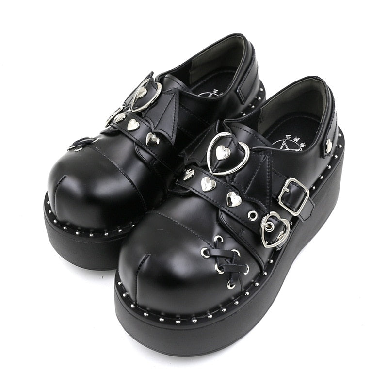 Gothic Platform Shoes with Metal Decoration