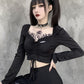 Gothic Black V-neck Crop Top