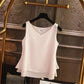 Summer Sleeveless Chiffon Blouse Solid V-neck