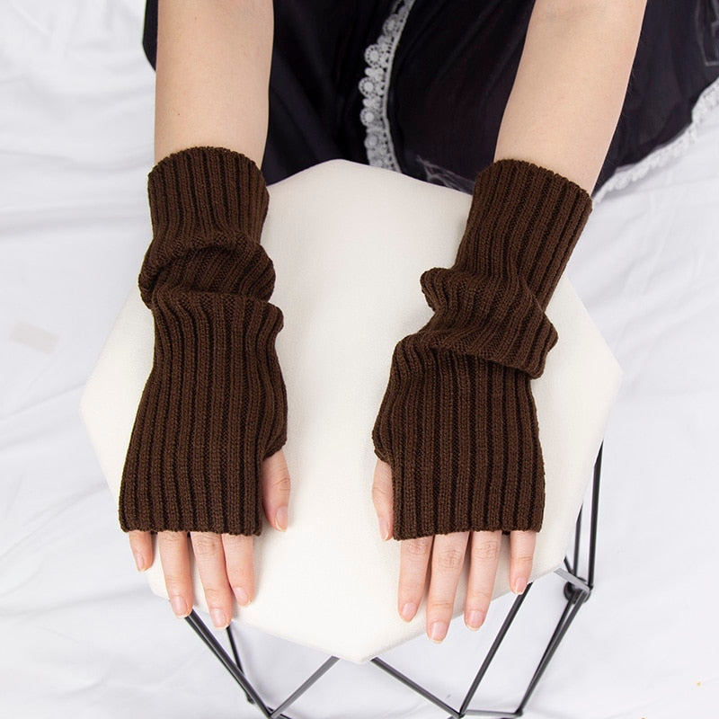 Gothic Women Fingerless Anime Gloves Arm Warmers