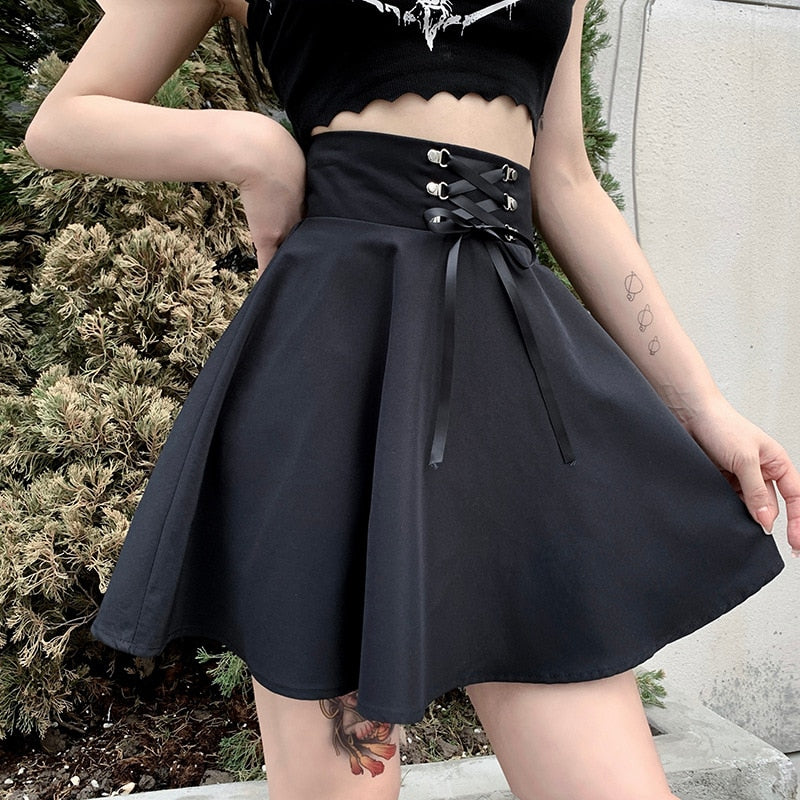 Gothic High Waisted School Skirt