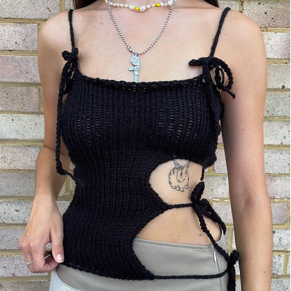 Gothic Black Tie Up Mini Vest