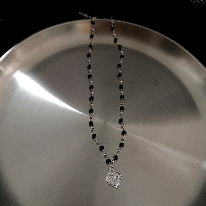 Kpop Gothic Heart Cross Necklace